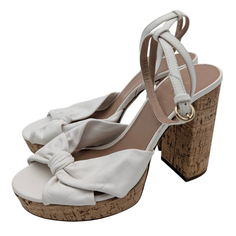 LK Bennett Amanda Block Heel Sandals Open Toe Women's White Size US8.5 EU39